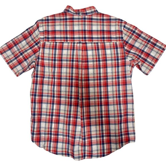 CHAPS Size Large Blue Casual Button Down Short Sleeve 100% Cotton Dress … - Picture 8 of 10